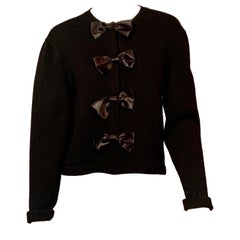 1950’s Corinne O’Hare Black Wool Sweater with Decorative Black Bows