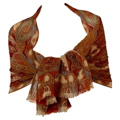 Etro Pleated Wool Paisley Scarf or Shawl