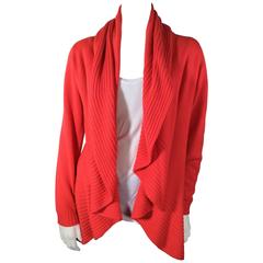 Sophy Curson Red Ribbed Ruffle Cardigan