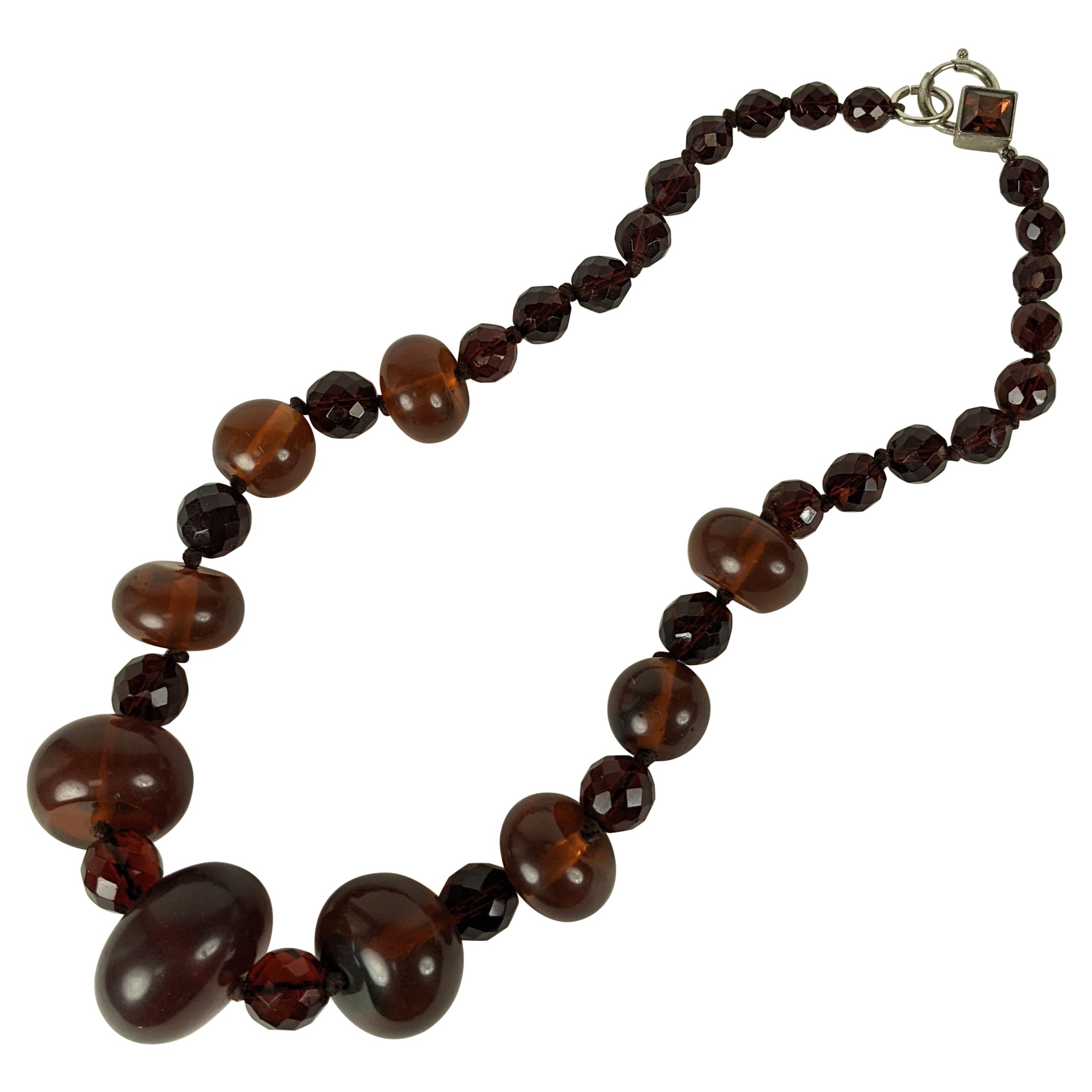 Italian Faux Amber Bead Necklace For Sale