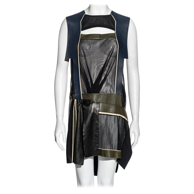 Balenciaga by Nicolas Ghesquière collaged leather and chiffon dress, ss 2010  For Sale at 1stDibs | balenciaga leather dress