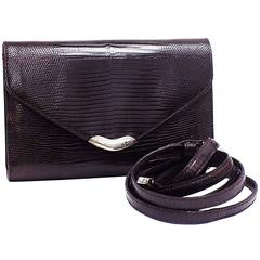 Vintage Ralph Lauren LIzard crossbody Bag/ clutch With Sterling Silver Detail