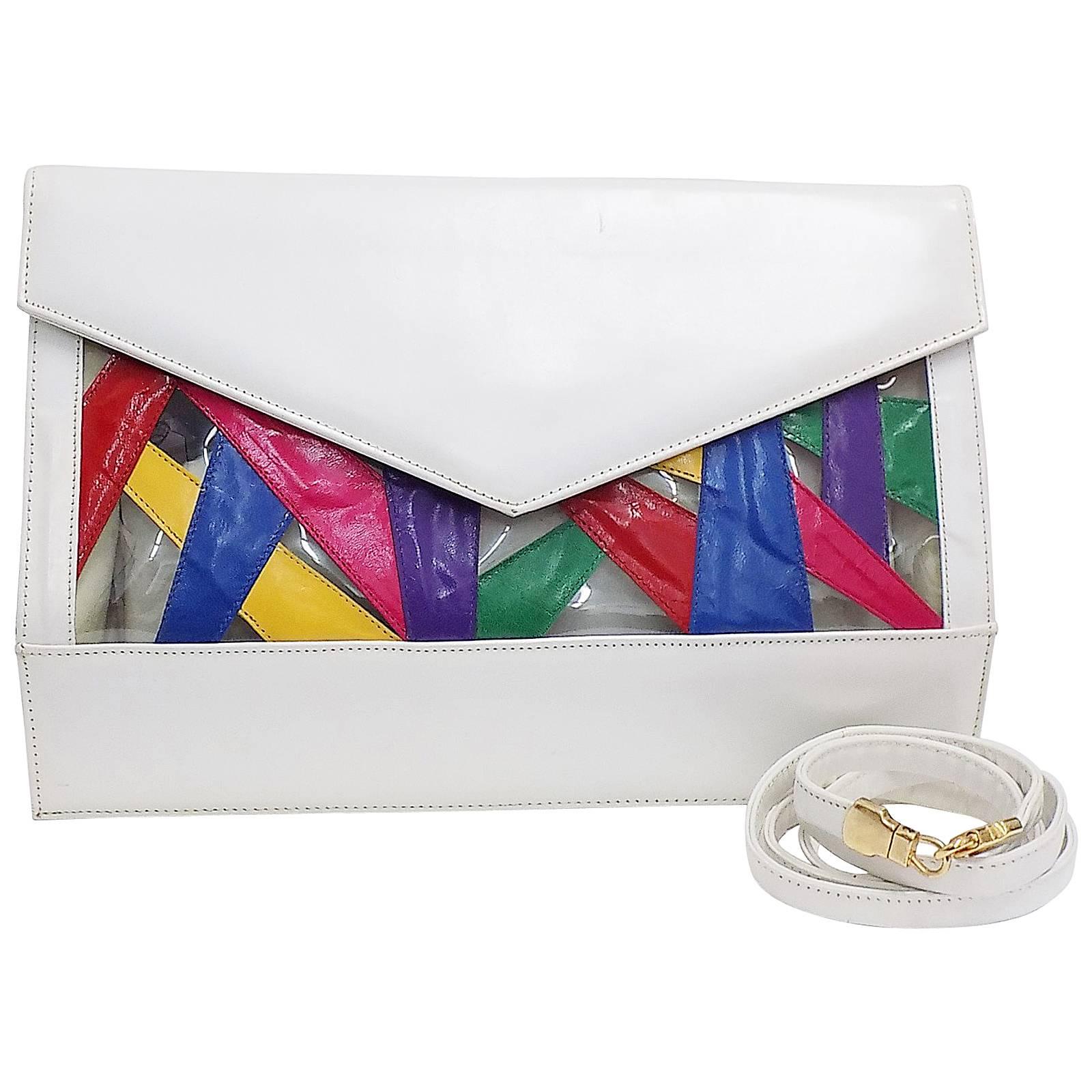 STUART WEITZMAN Art deco  vintage envelope clutch bag with shoulder strap