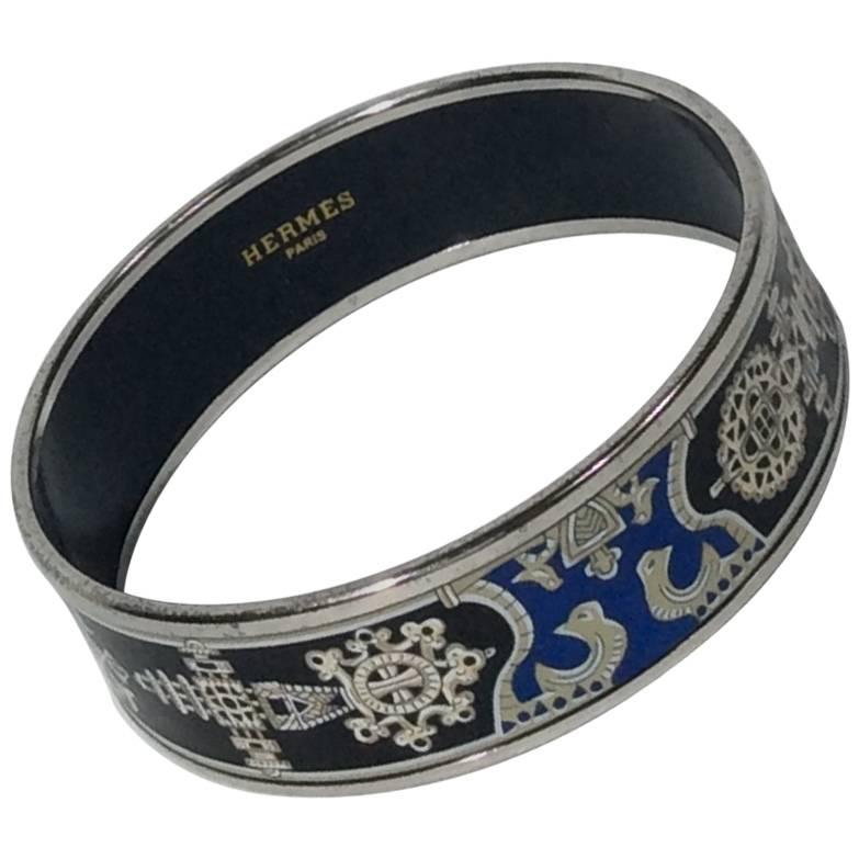 Hermes Blue and Black Enamel Bangle