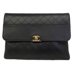 2019 Chanel Clutch Black Leather Top Handle Bag 