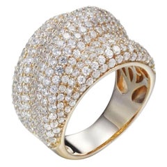 6.80 Carat Cubic Zironia Gold Plated Curve Turban Designer Cocktail Dress Ring