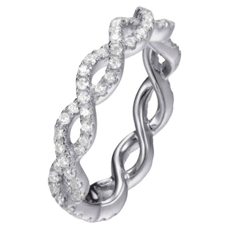  1.71 Carat Cubic Zirconia Serling Silver Full Eternity Entwined Wedding Ring For Sale