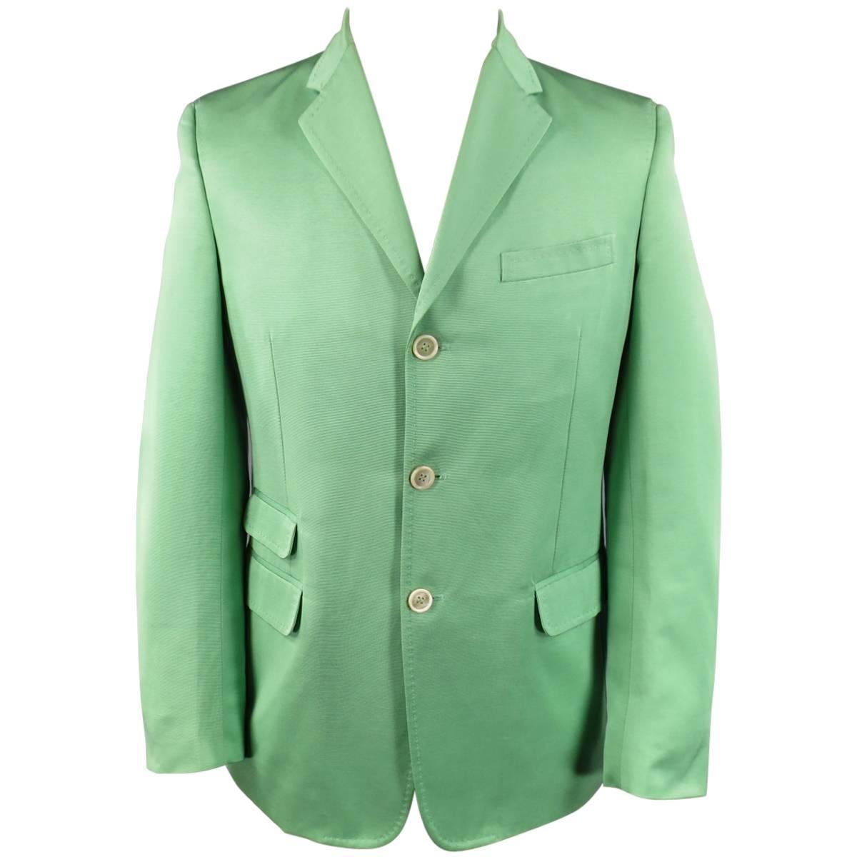 DSQUARED2 40 Regular Men's Light Green Cotton / Silk Faille Sport Coat
