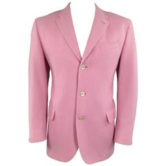 BERTEIL-PARIS 44 Regular Men's Pink Herringbone Wool Sport Coat