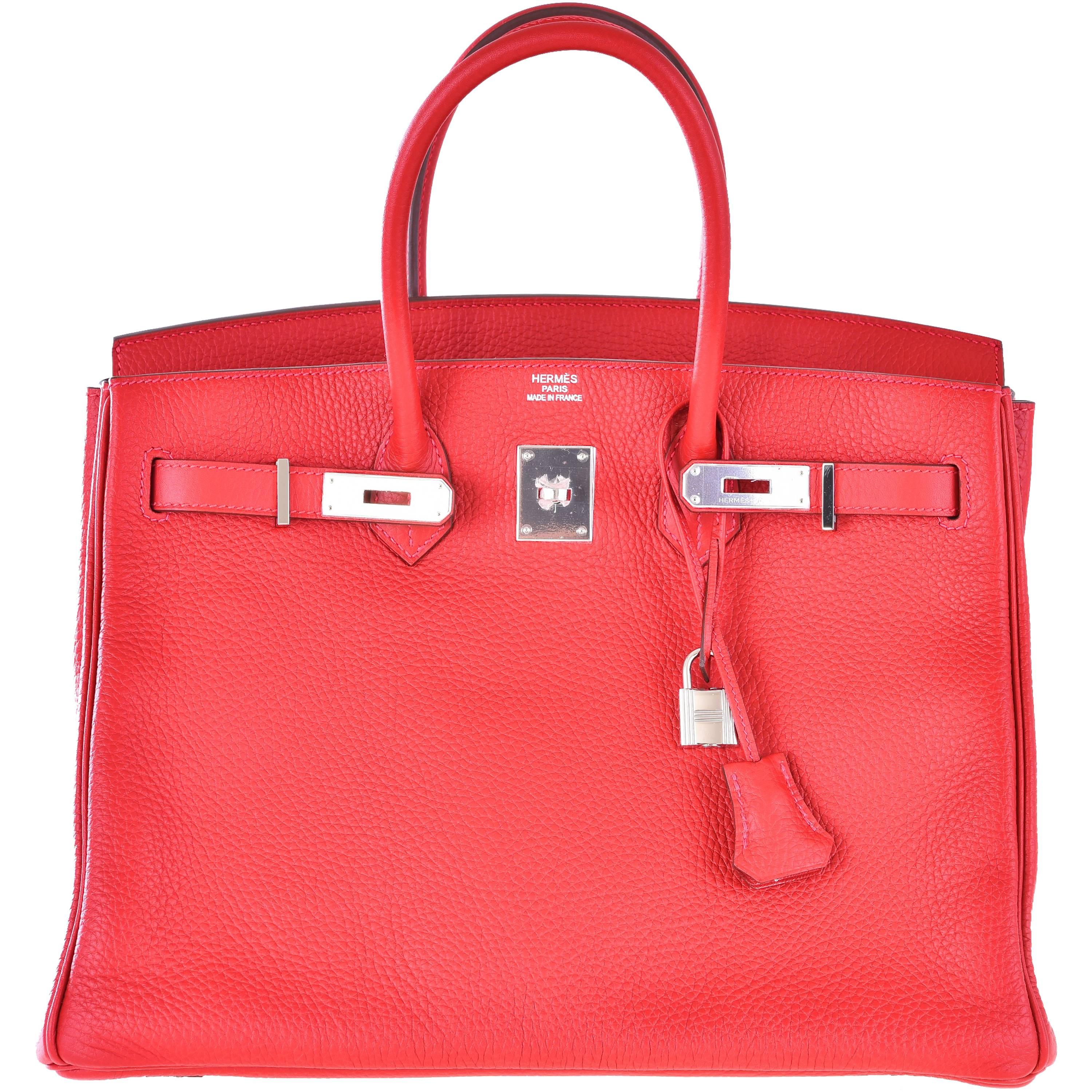 Hermes Birkin Bag 35cm Red Rouge Casaque Palladium hardware JaneFinds For Sale