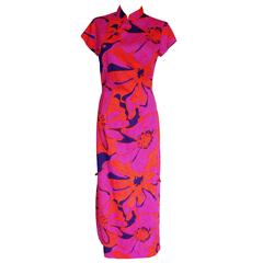 Long Oriental Dress with Dayglo Colors Hawaii Liberty House by Sydney 1970s sz10 7