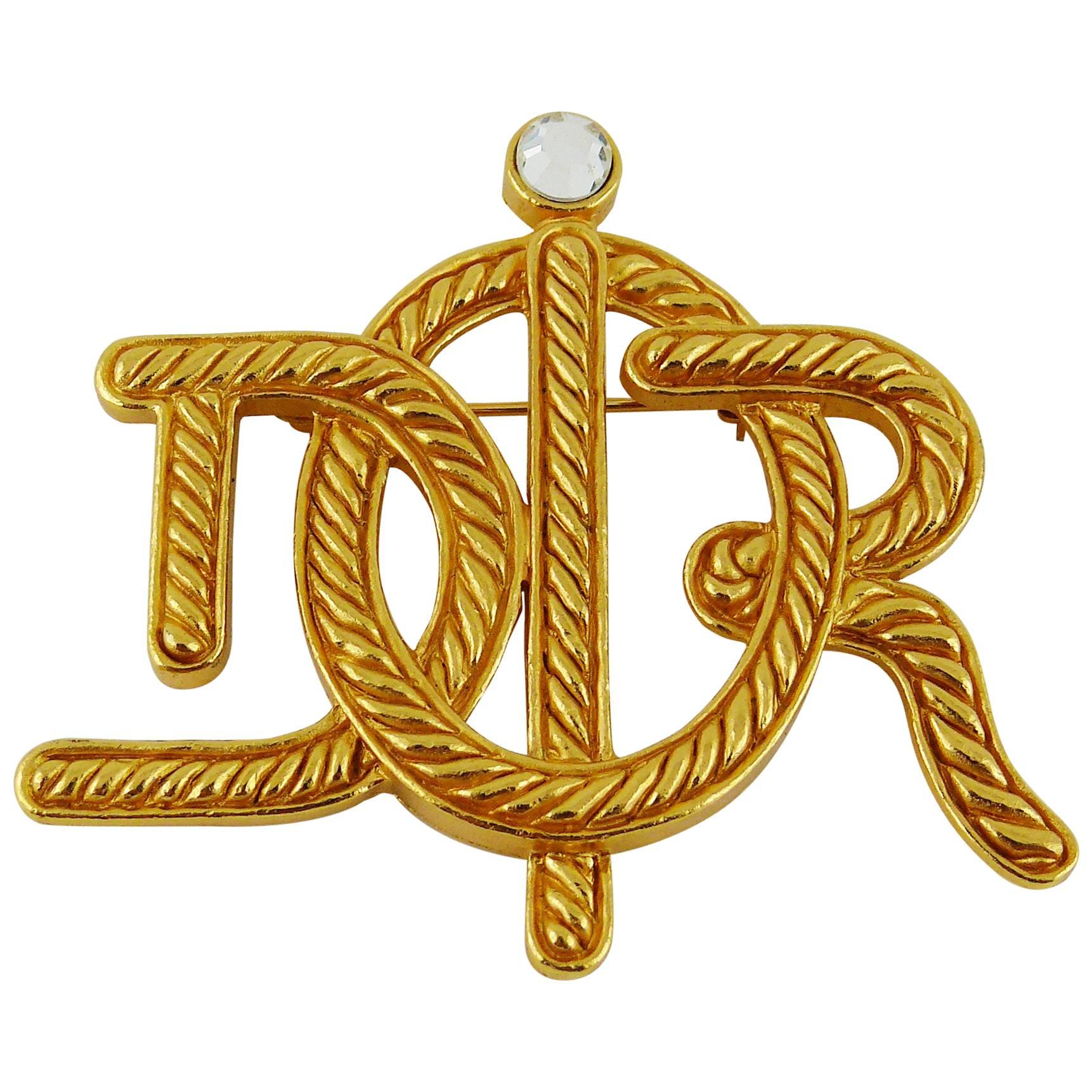 Christian Dior Jewelled Gold Tone Insigna Brooch