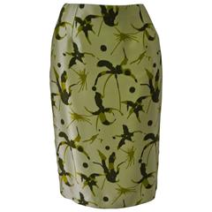 Elegant and Unique Gianni Versace Couture Frond Print Silk Pencil Skirt