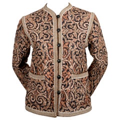 1977 YVES SAINT LAURENT silk Batik printed quilted RUNWAY jacket