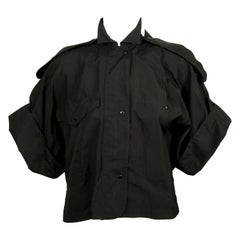 1980's CLAUDE MONTANA cropped black cotton shirt jacket with short sleeves