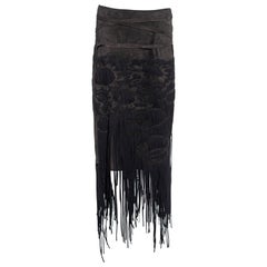 Yves Saint Laurent by Tom Ford brown leather woven fringed skirt, fw 2001
