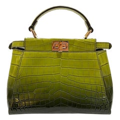 Fendi Green Gradient Crocodile Peekaboo Bag