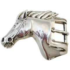 Vintage Men's 1985 Kieselstein Cord Sterling Equestrian Horse Head Buckle