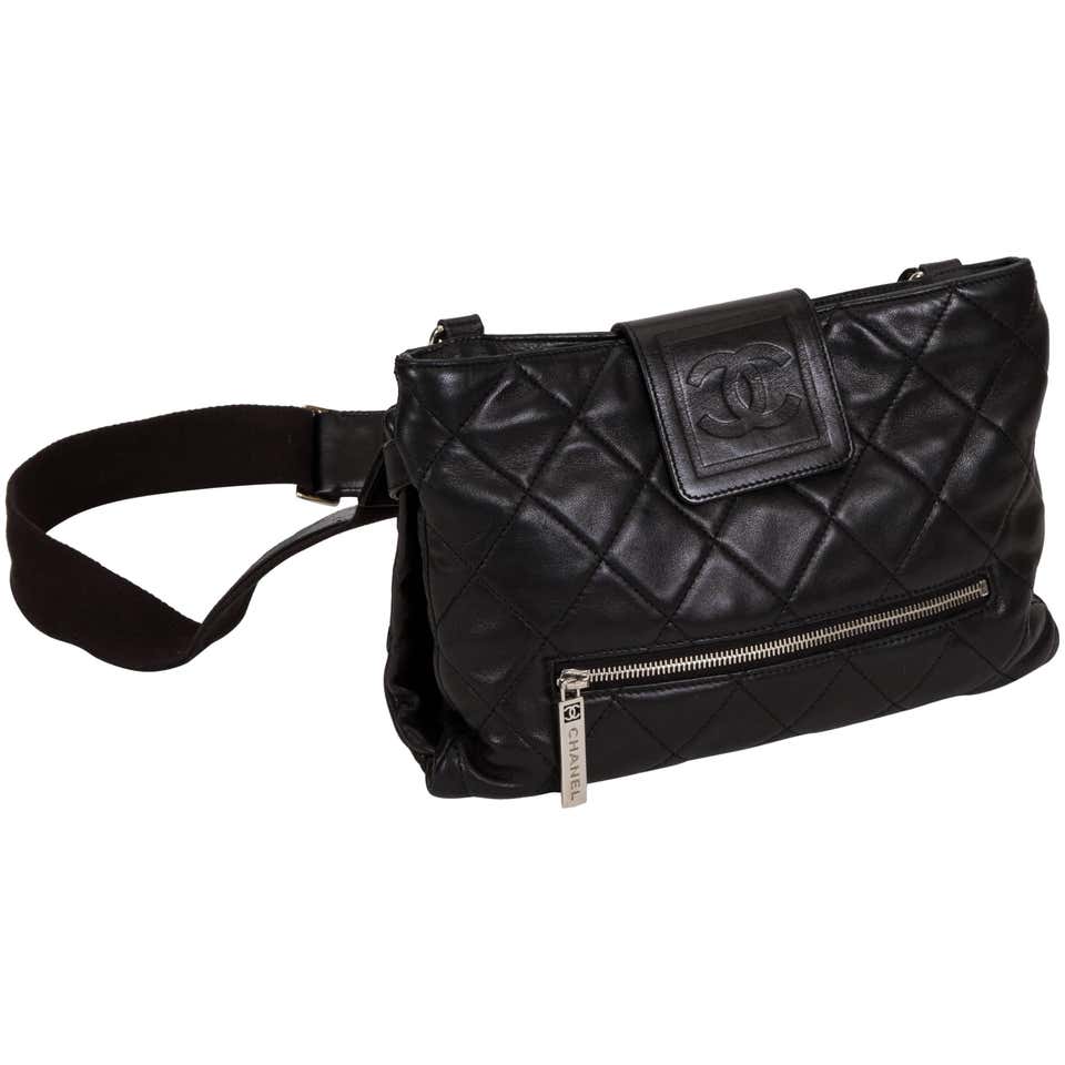 Chanel Black leather Cross Body Double Bag at 1stDibs