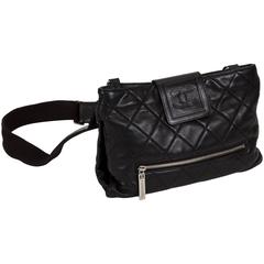 Chanel Black leather Cross Body Double Bag