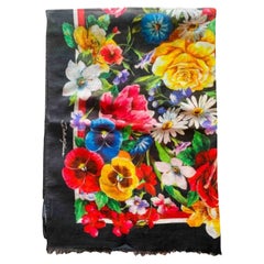 Dolce & Gabbana Multicolour Cotton Floral Women Beach Pareo Beachwear Wrap Scarf