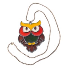 Vintage Multico Owl Necklace