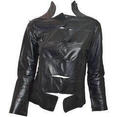 Vintage 1980s Custom Unlined Black Leather Jacket