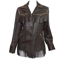 Vintage Genuine Deerskin Leather Fringe Button Jacket 11