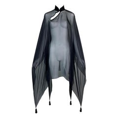 2000's Jean Paul Gaultier Sheer Black Silk Chinoiserie Dress Poncho