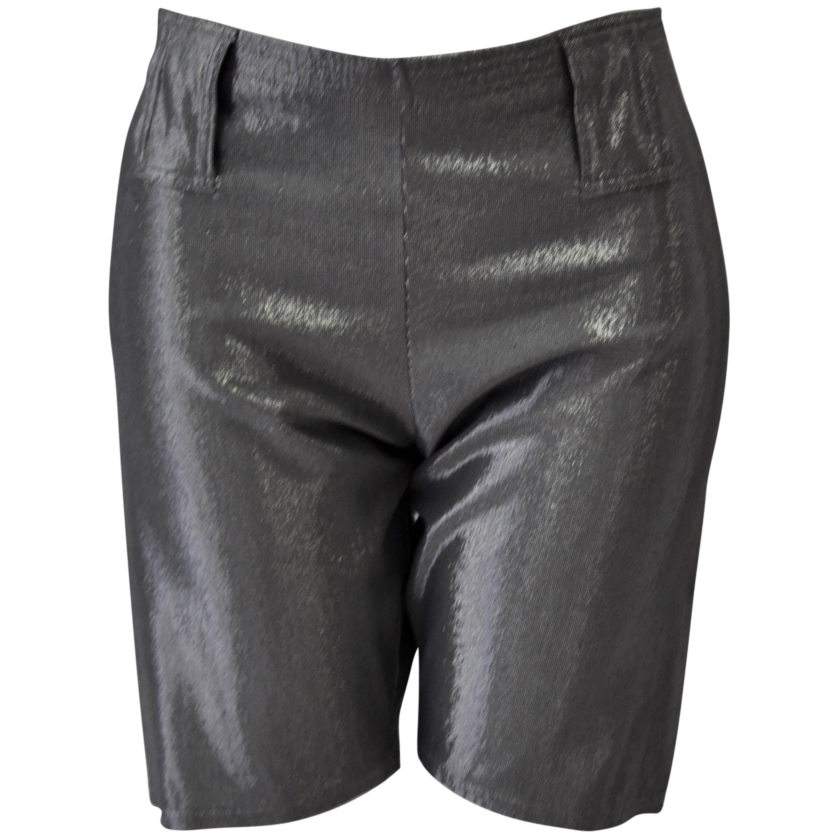 Very Rare Gianni Versace Graphite Lurex Bike Shorts For Sale