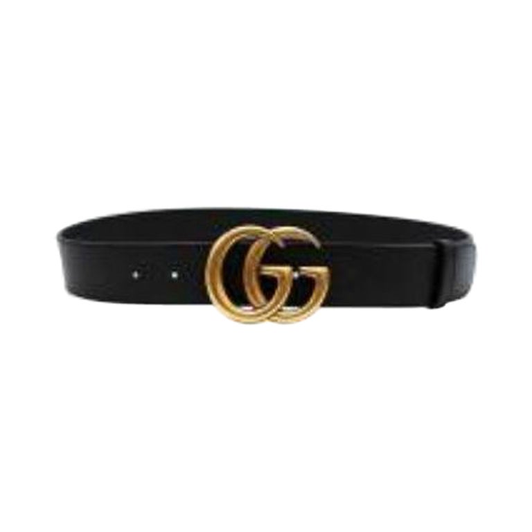 GG logo black leather belt - Size 80 For Sale