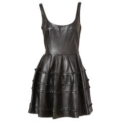 DIor Leather Dress With Fringe Detail