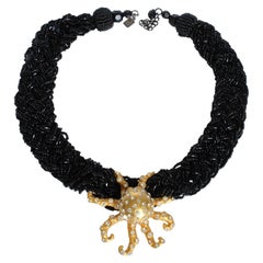 Collier octope embelli par Stephanie Lake Design, pièce d'exception rare