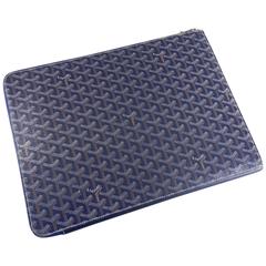 Goyard Blue Monogram Zipper Portfolio Document Case / Clutch Bag - computer Bag