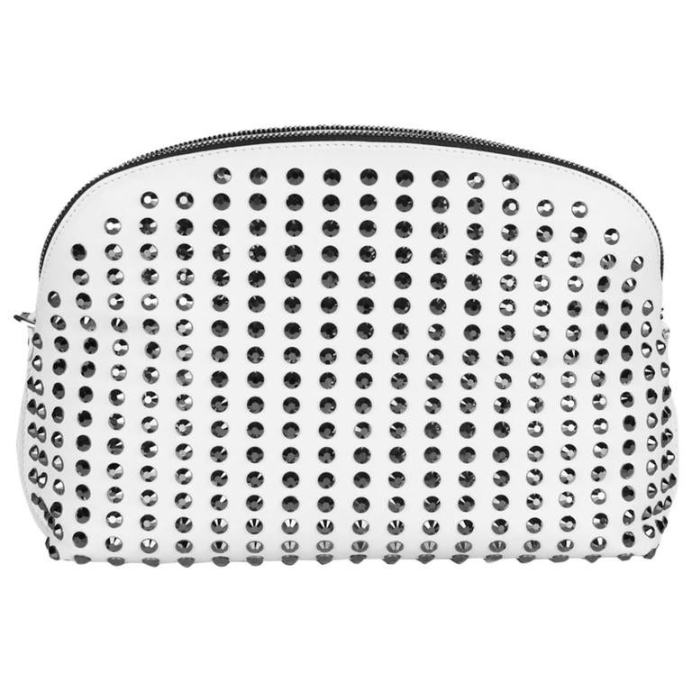 Versace white crystal embellished nappa leather clutch at 1stDibs