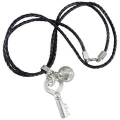 Barry Kieselstein Cord Sterling and Leather Vintage 1999 Key and Lock Necklace