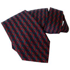 Gucci New with Tags Mens Silk Abstract Horse Bit Motif Necktie Red + Navy