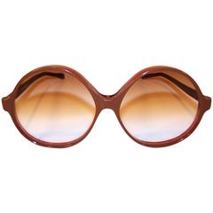 Retro Supersized 1970's Renauld Brown & Orange Large Frame Sunglasses
