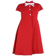 1960's Geoffrey Beene Red Linen Babydoll Dress