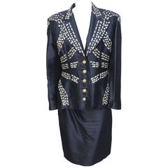 Vintage 1980's Valentino Gold Metallic Embroidered Suit