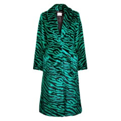 Verheyen London Esmeralda Faux Fur Coat in Emerald Green Zebra Print size uk 8