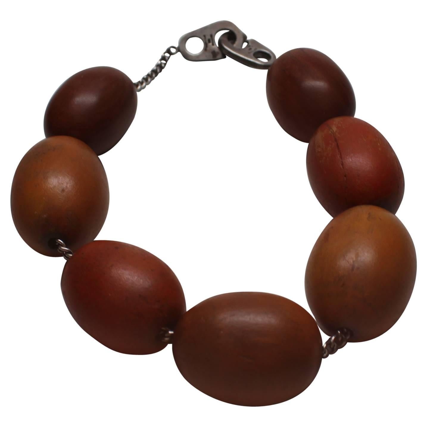 Patricia Von Musulin Wood Sterling Silver Choker Necklace  For Sale