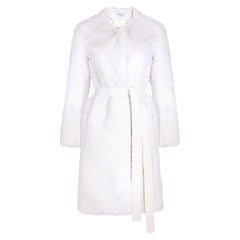 Used Verheyen London Serena  Collarless Faux Fur Coat in White - Size uk 6