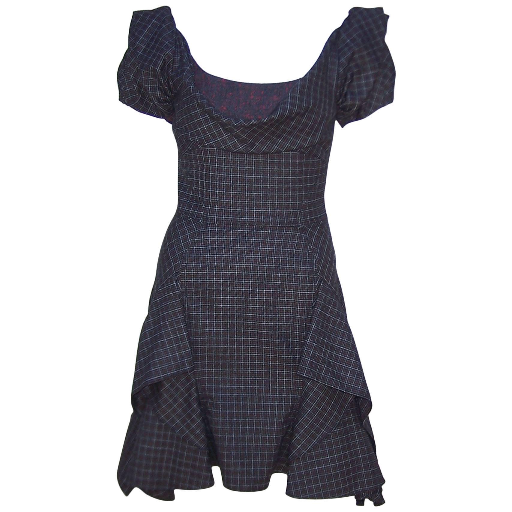 Flirty Zac Posen Punk Style Micro Plaid Dress