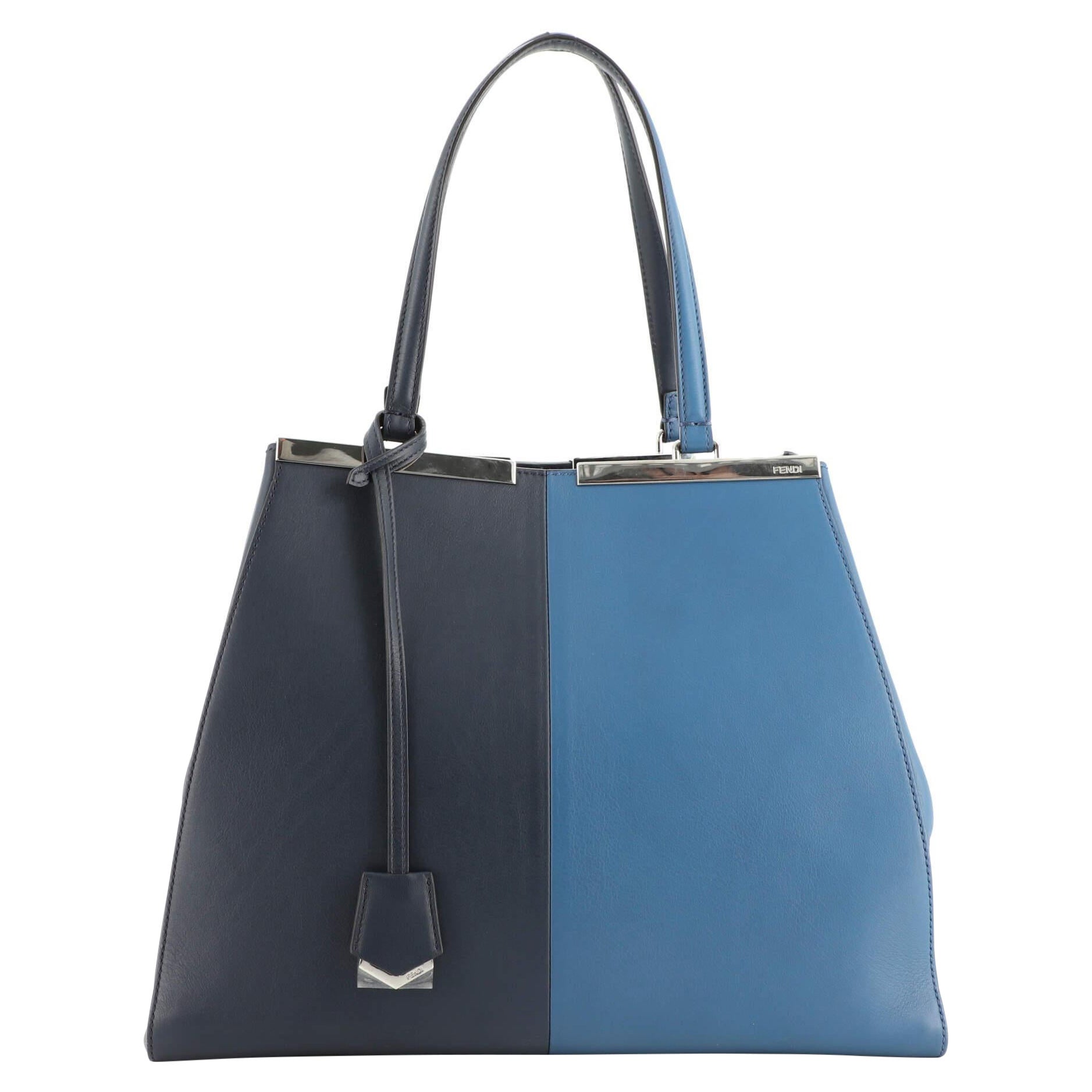 Fendi Turquoise Leather Mini 2Jours Tote For Sale at 1stDibs