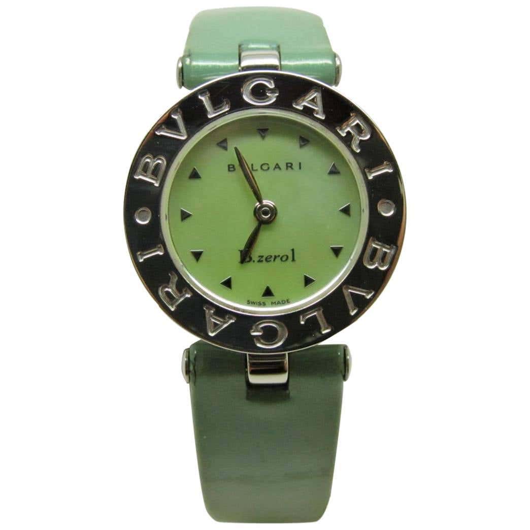 Bulgari B Zero Watch with Green Patented Leather band at 1stDibs