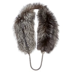 Verheyen London Chained Stole Collar Metallic Silver Fox Fur with Chain 6 ways 