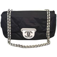 Chanel Black and White Raincoat Classic Flap Shoulder Bag 9