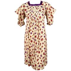 1980's EMANUEL UNGARO silk floral dress with peaked shoulders 8