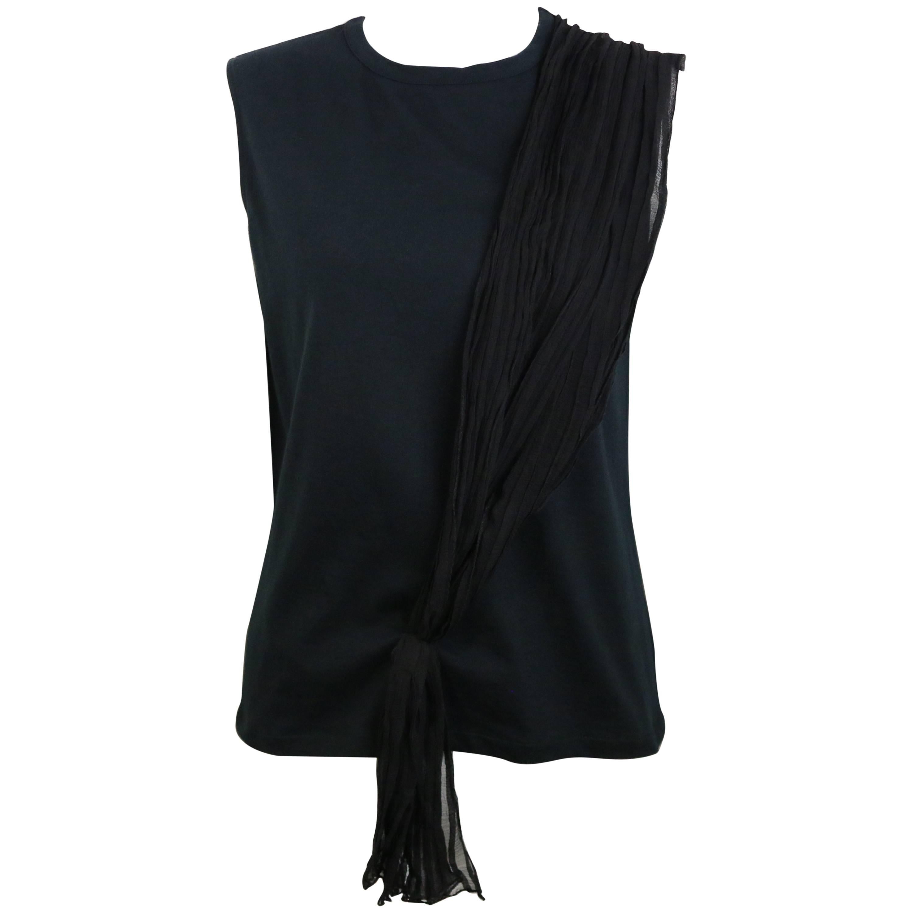 Dior Black Tank Top With Silk Wrap Details  For Sale